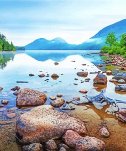 Jordan Pond Maine Landscape paint by number