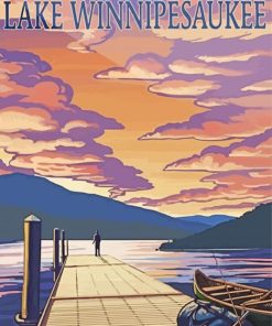 Lake Winnipesaukee Poster Illustration paint by number