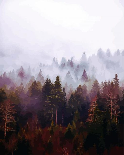 Misty Trees Paint by number