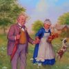 Old Couple Picking Flowers In Field paint by number