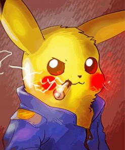 Pokemon Pikachu Smoking paint by number