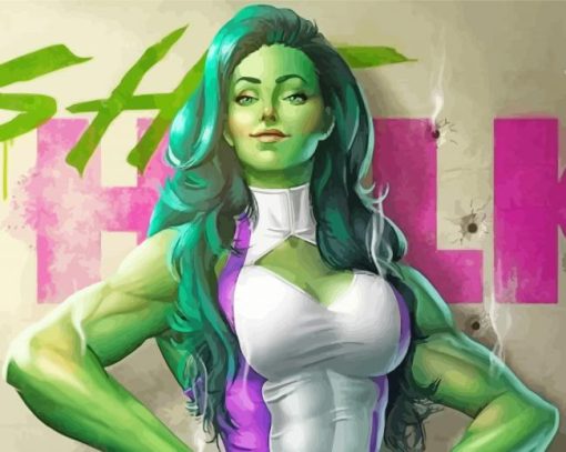 Powerful She Hulk paint by number