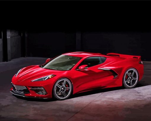 Red Corvette Z06 Car paint by number