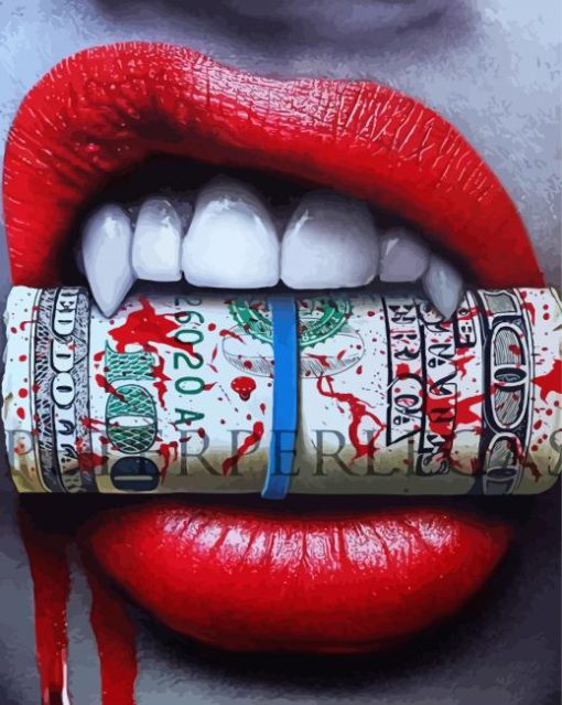 Red Lips With Money paint by number