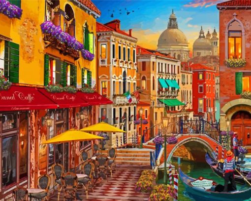 Restaurant At Canal Italy Art paint by number