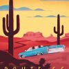 Route 66 Art Deco Travel Poster Paint by number