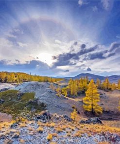 Russian Landscape At Sunrise paint by number