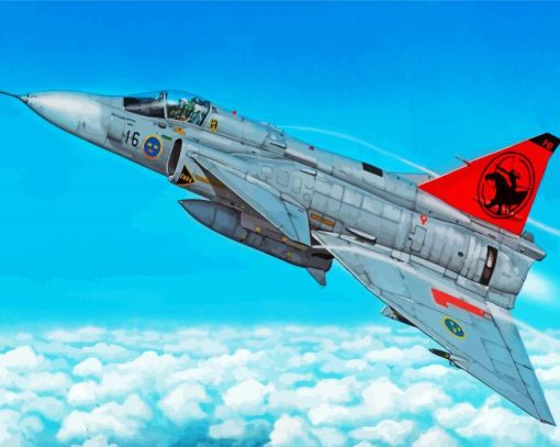 Saab 37 Viggen paint by number