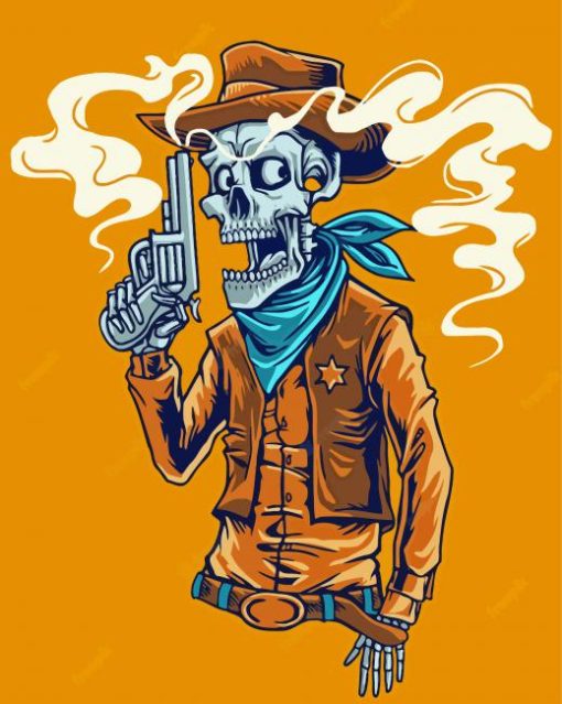 Skeleton Cowboy Art paint by number