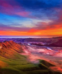 Sunset At Napier Te Mata Peak paint by number