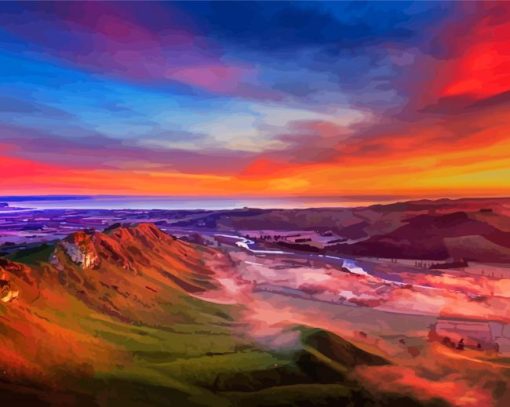 Sunset At Napier Te Mata Peak paint by number