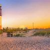 Sunset At Oak Island Lighthouse paint by number