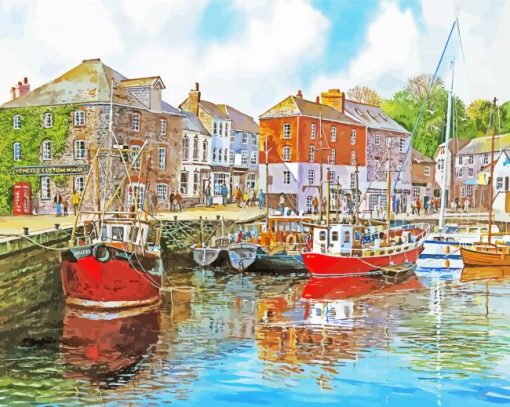 UK Padstow Harbour paint by number