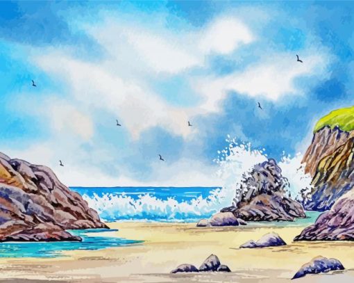 Watercolour Seascape paint by number