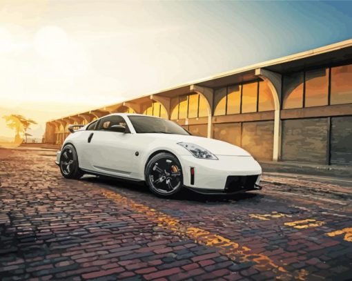 White Nissan 350z Car paint by number