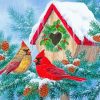 Winter Snow Christmas Birds House paint by number