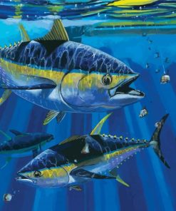 Yellowfin Tuna Underwater Art paint by number