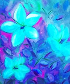 Abstract Turquoise Flowers paint by number