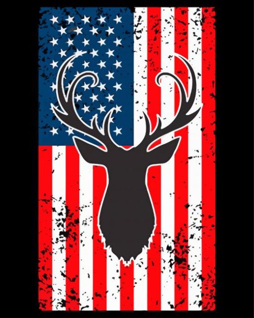 Aesthetic American Flag Deer Paint by number