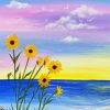 Aesthetic Beach Sunflower paint by number