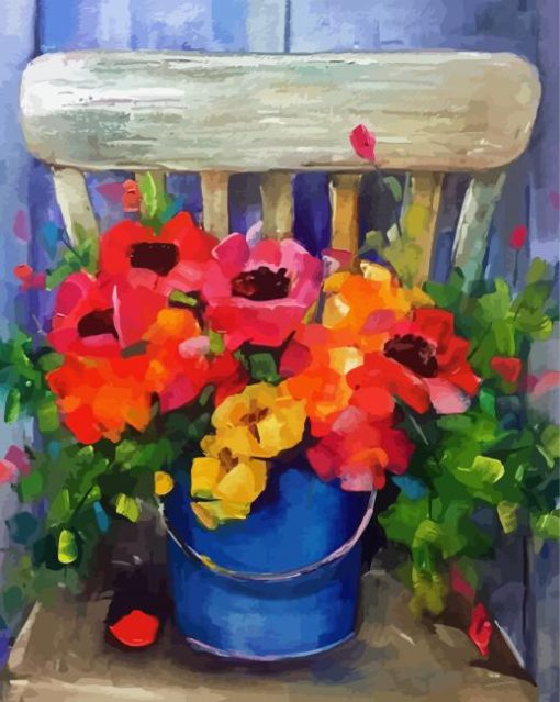 Aesthetic Chair With Flowers Art paint by number