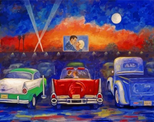 Aesthetic Classic Cars In Drive Ins Art paint by number