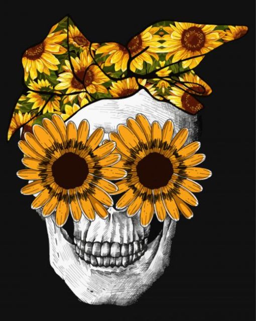 Aesthetic Skull Sunflower paint by number