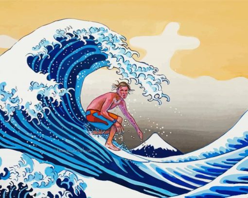 Aesthetic Surfing Waves paint by number