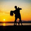 Aesthetic Couple Dancing On The Beach Silhouette Art paint by number