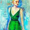 Aesthetic Lady In Green Dress paint by number