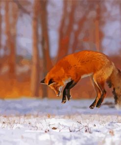 Aesthetic Red Fox In Forest paint by number