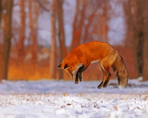 Aesthetic Red Fox In Forest paint by number