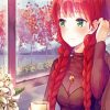 Anime Woman With Red Hair paint by number