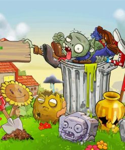 Beautiful Plants Vs Zombies Video Game Paint by number