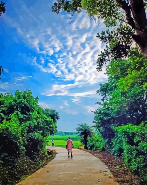 Beautiful Village Path Paint by number