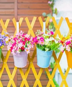 Beautiful Fence And Flowers paint by number