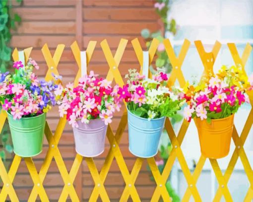 Beautiful Fence And Flowers paint by number