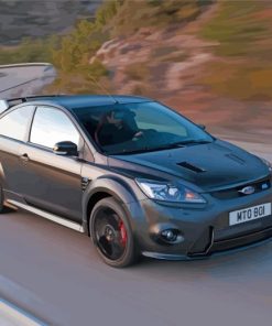 Black Ford Focus Rs On Road paint by number