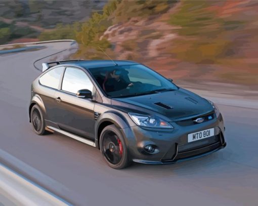 Black Ford Focus Rs On Road paint by number