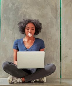 Black Woman Blowing Bubble paint by number