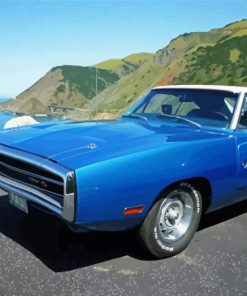 Blue Dodge Charger 1970 Seascape paint by number