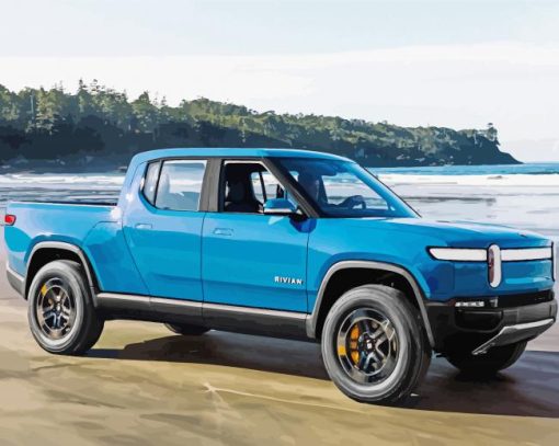 Blue Rivian paint by number