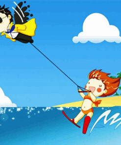 Cartoon Water Ski paint by number