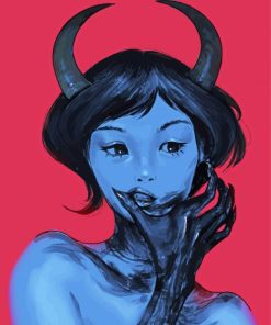 Creepy Blue Girl Paint by number