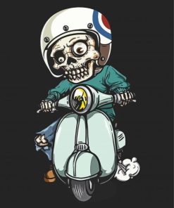 Cute Biker Skull paint by number