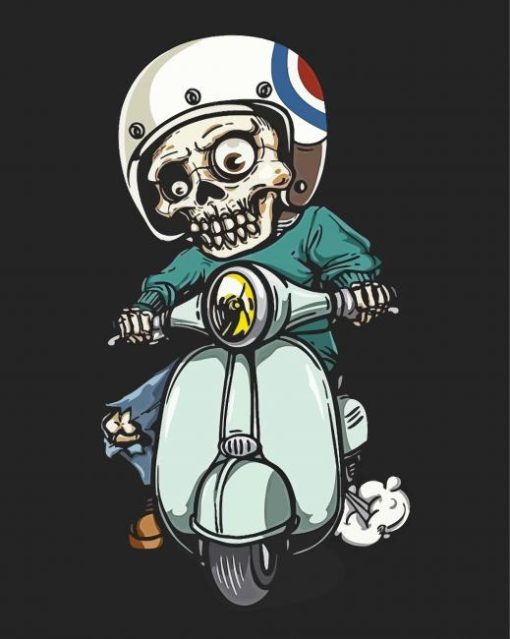 Cute Biker Skull paint by number