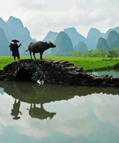 Farmer In Guilin Mountains paint by number