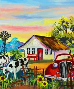 Farmyard And House Art paint by number