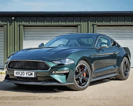 Green Bullitt Mustang paint by number