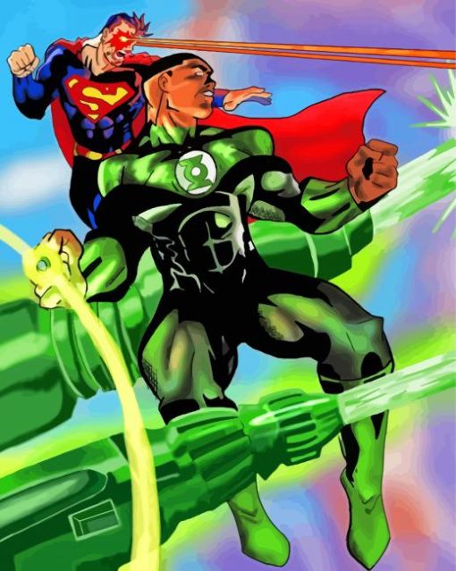 John Stewart And Superman paint by number